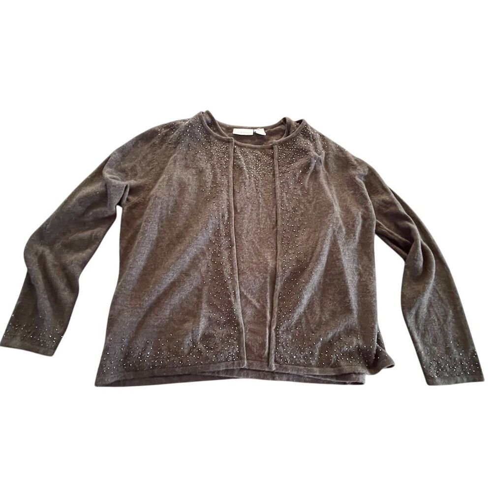 Croft & Barrow Women's Black Cardigan 2 piece Set L Beaded Accents Long Sleeve - Picture 1 of 10